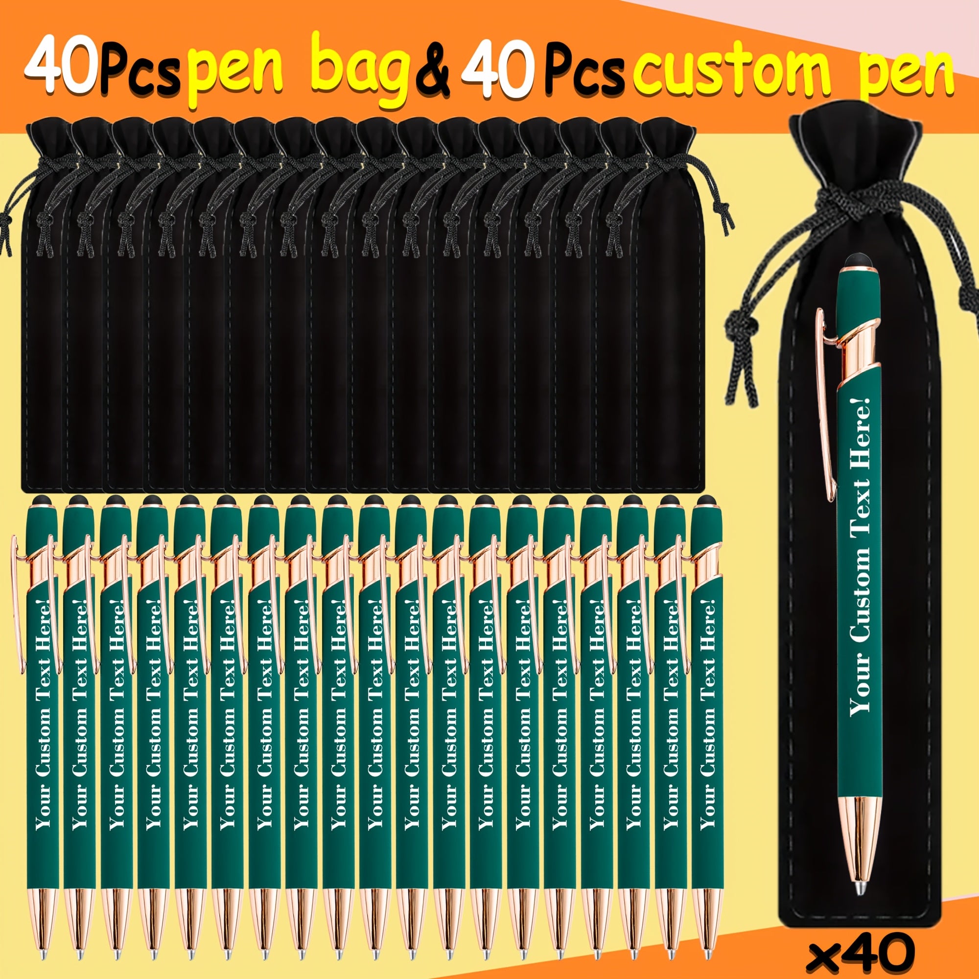 set 80 custom engraved ballpoint pens including a pen case