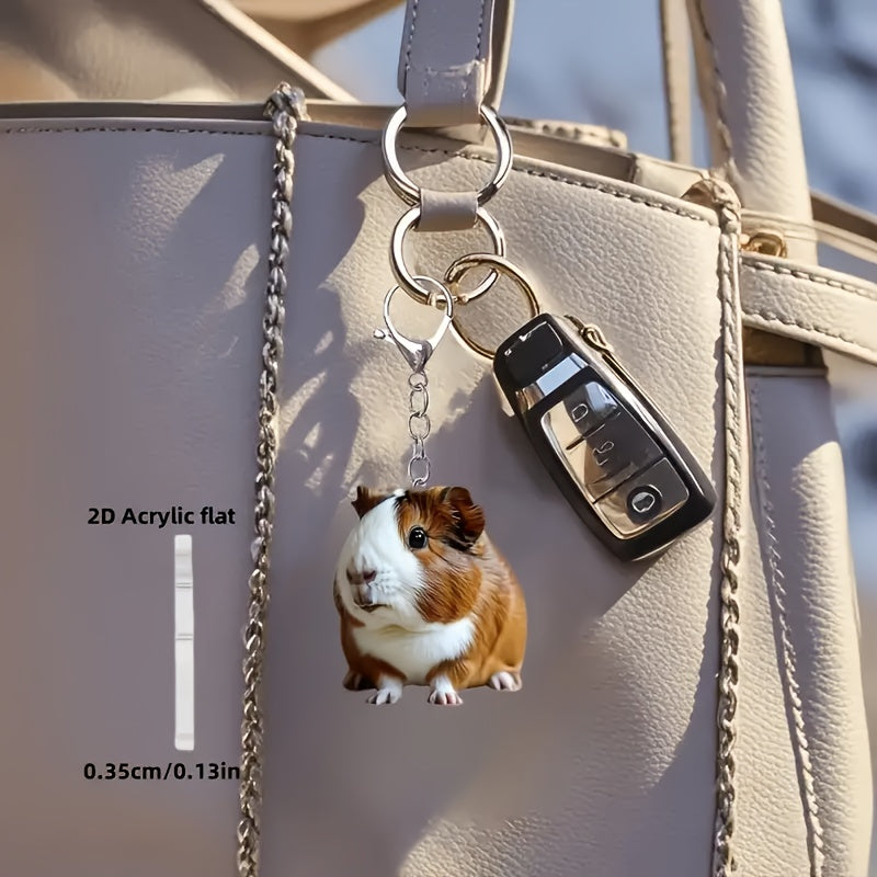 2d flat 1pc cute   guinea pig keychain fashionable 2d