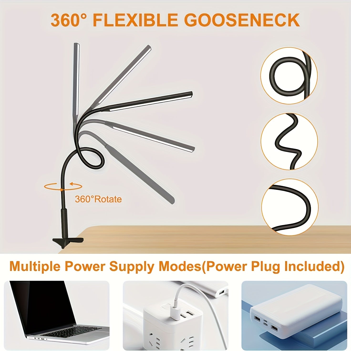 1 piece led desk lamp usb powered adjustable arm desk lamp
