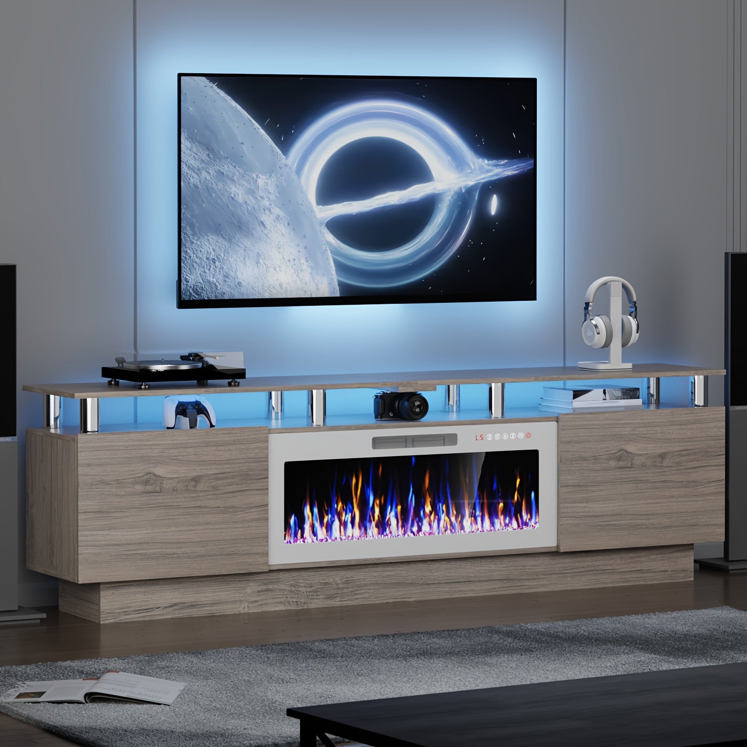 80 fireplace tv stand 36 fireplace 2 tier 80 led