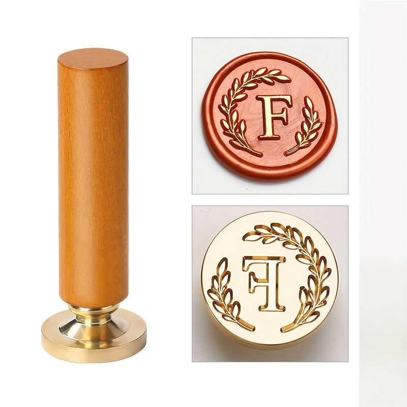 1 set retro letter wax sealing set yellow wooden handle wax