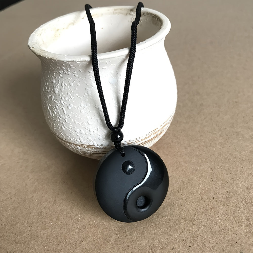 obsidian yin yang   bagua pendant | temu Temu