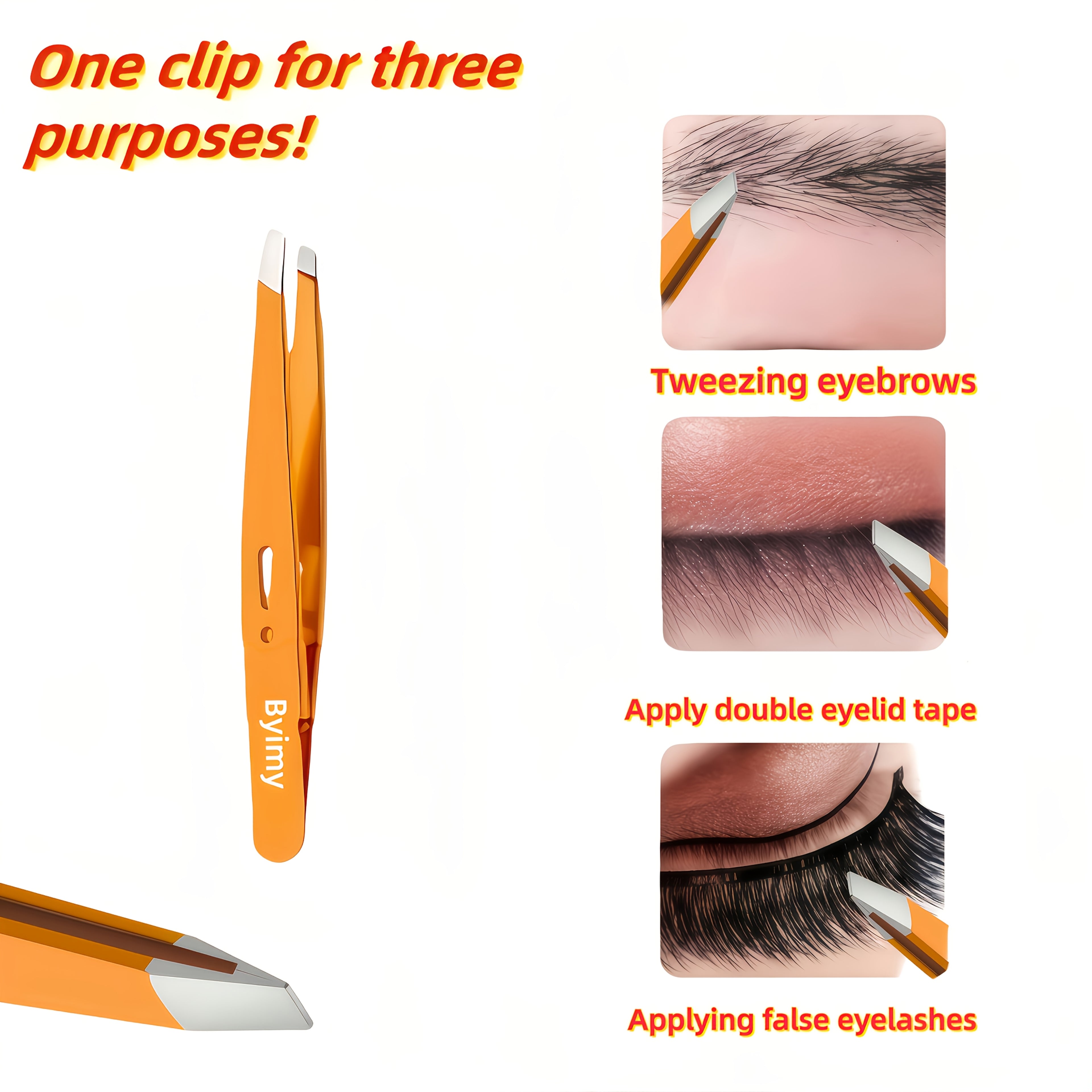 byimy brand high quality stainless steel eyebrow tweezers