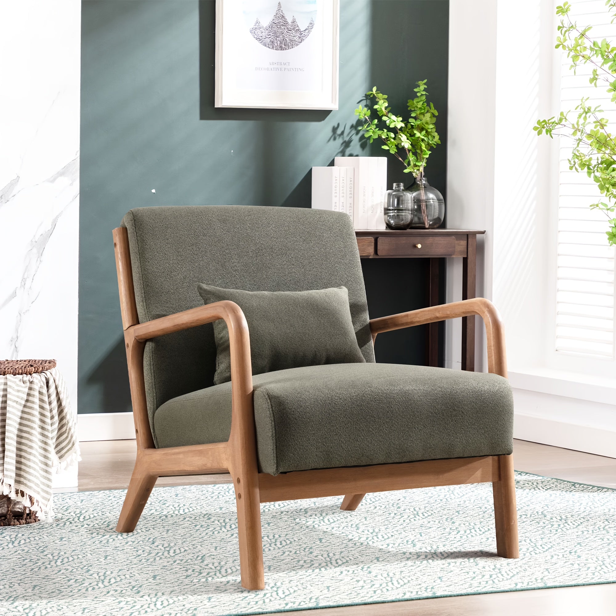 century modern accent chair linen fabric upholstered