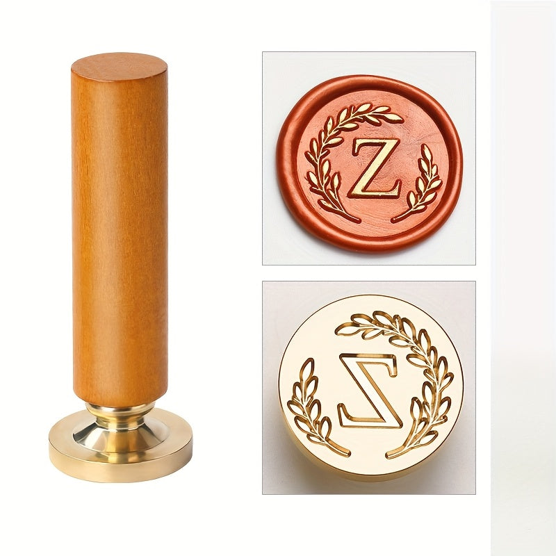 1 set retro letter wax sealing set yellow wooden handle wax
