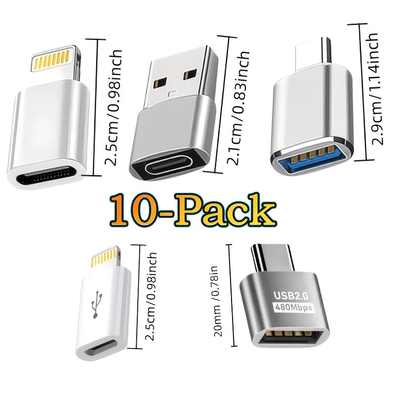10pcs usb adapter set type c usb a otg converter usb type c