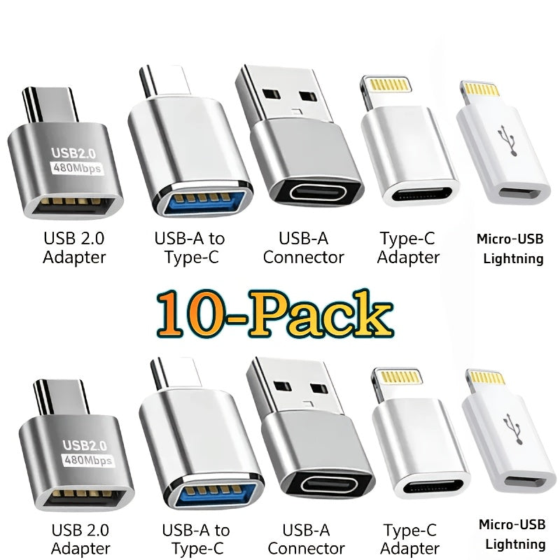 10pcs usb adapter set type c usb a otg converter usb type c