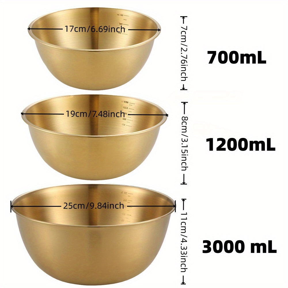 3pcs stainless steel salad bowls set oven safe durable