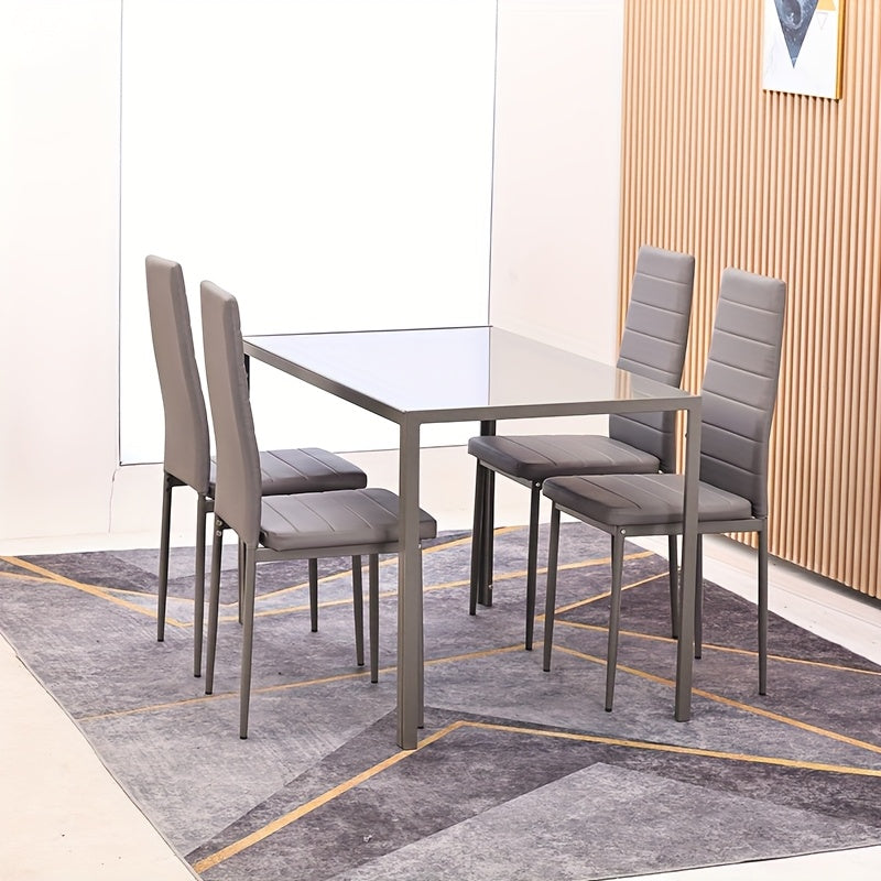 5pcs set dining table set modern rectangular glass dining