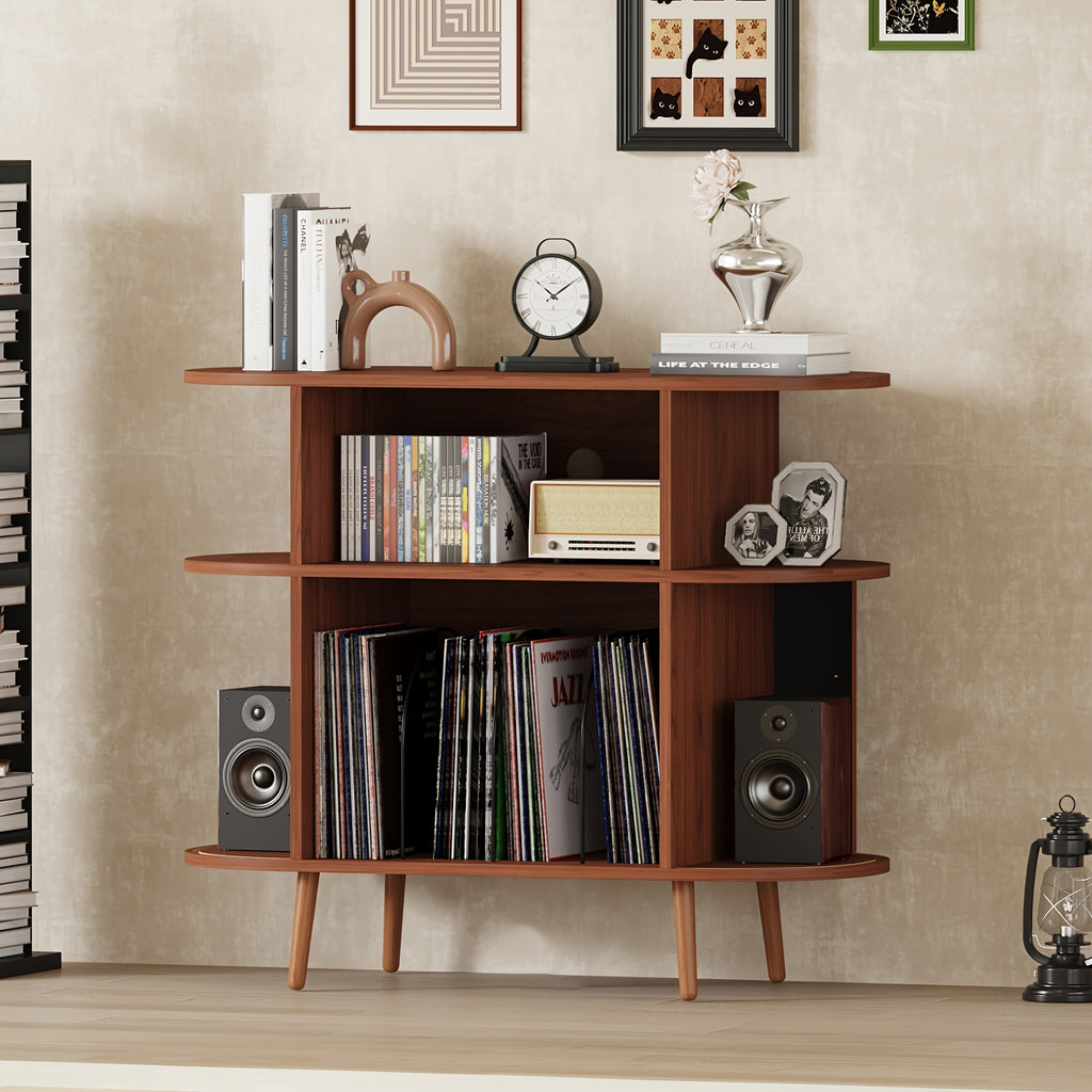 century modern record player stand storage vinyl record