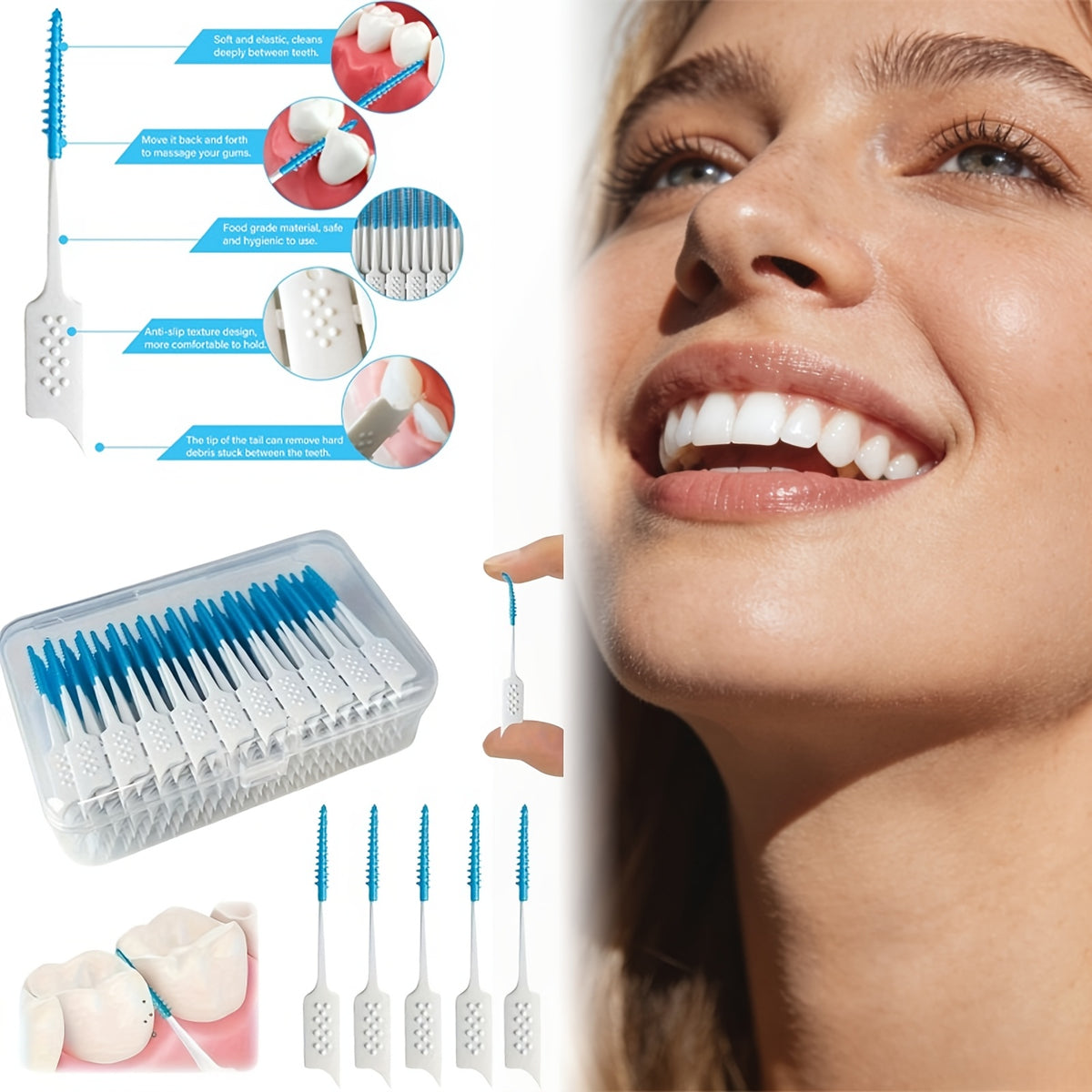 100 packs stylish   mini floss brush mint floss stick