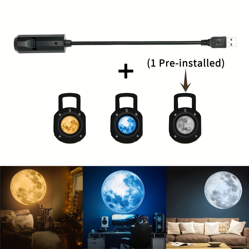 starry sky projection lamp usb powered 360 rotatable moon