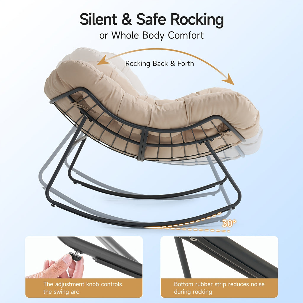 outdoor papasan rocking chair 450 lbs oversized comfy patio