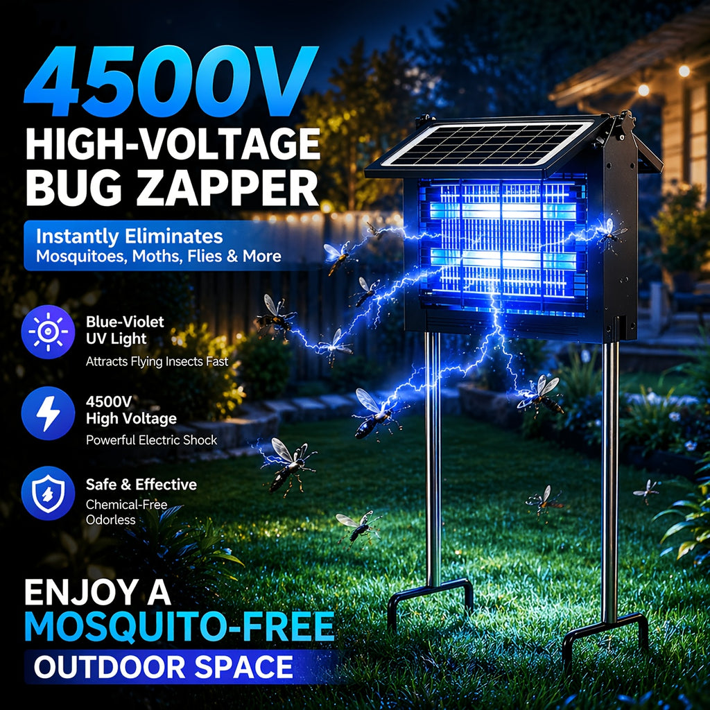4500v solar bug zapper electric mosquito killer dual solar