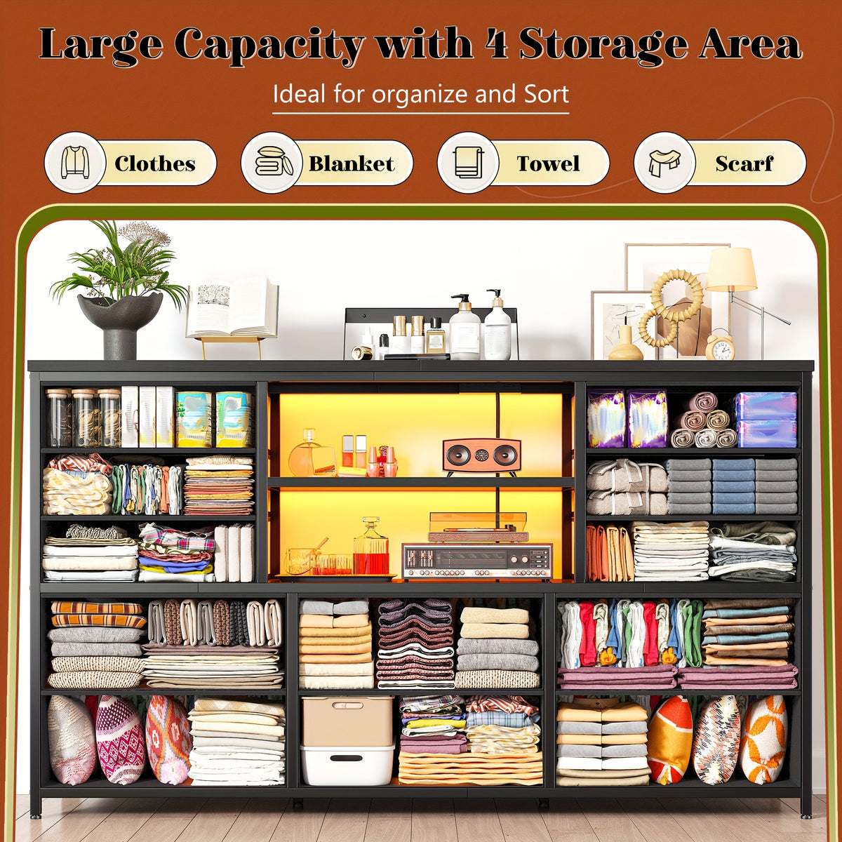 tv stand dresser 60tv entertainment center led lights power
