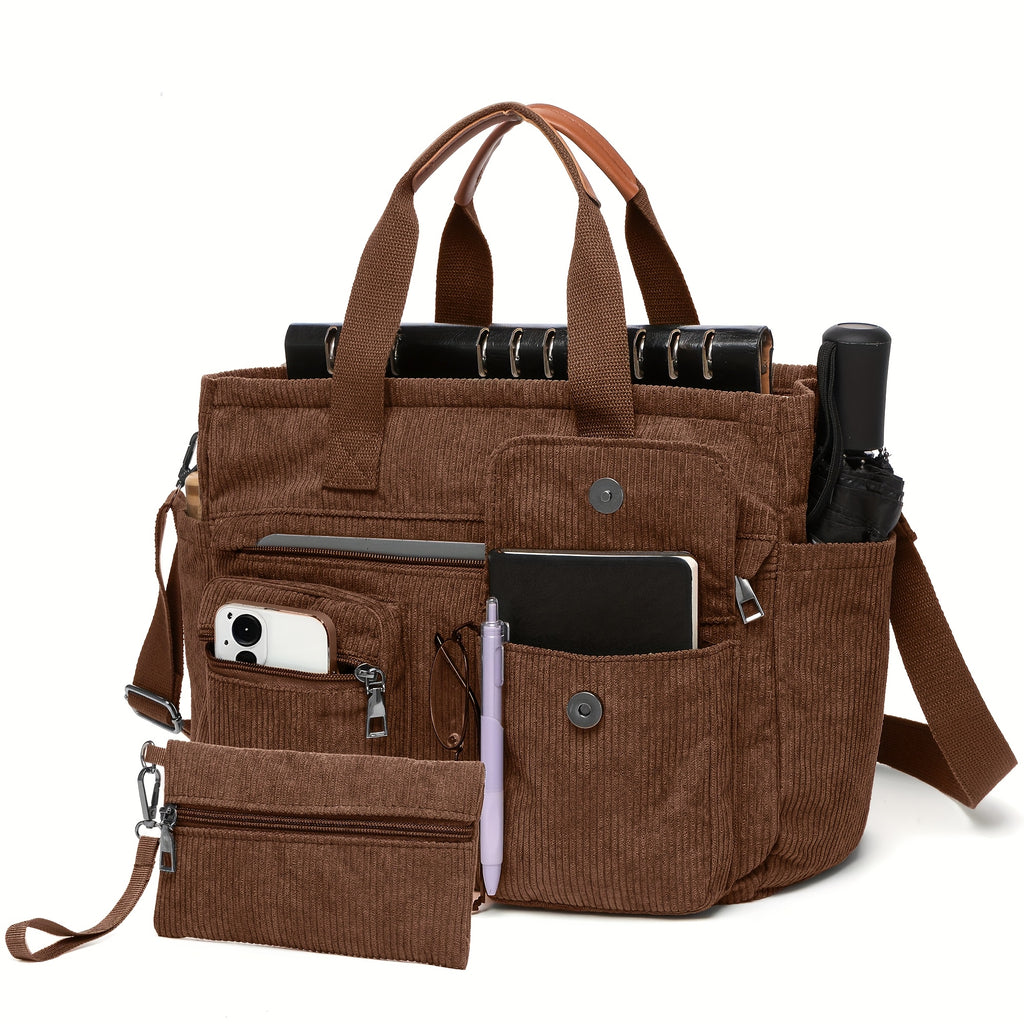 2pcs set womens large corduroy tote bag perfect a laptop bag