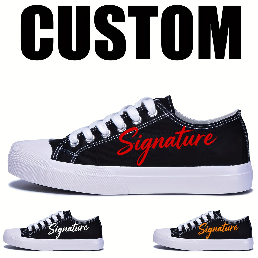 signature unisex couple shoes white low top black