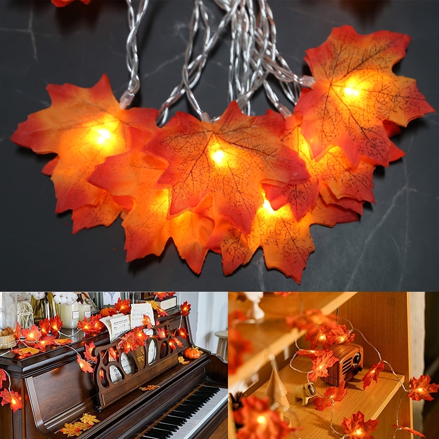 1 pack   led battery powered maple leaf fairy indoor