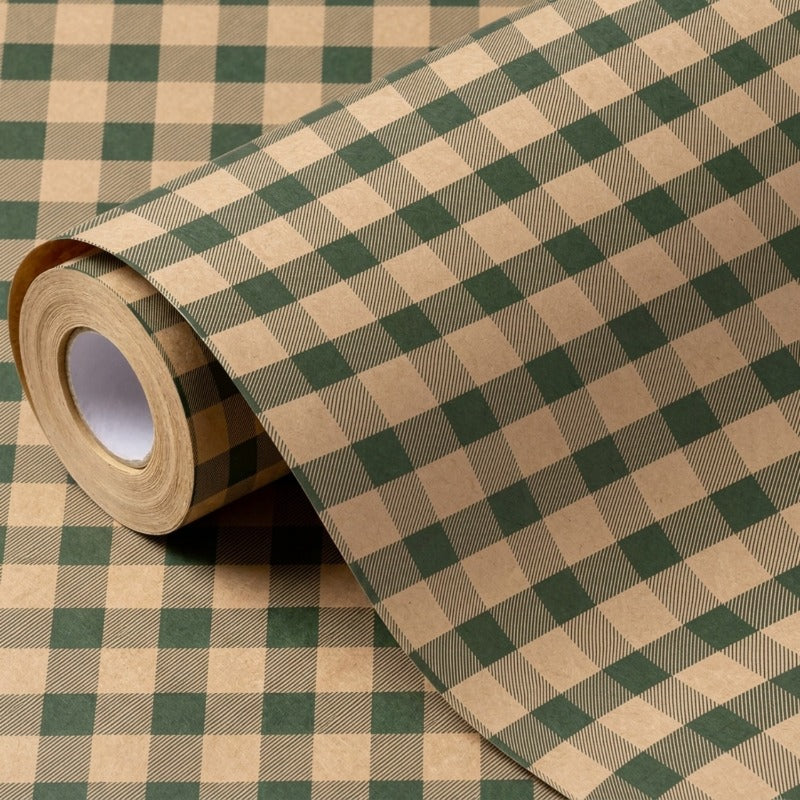 1 roll green     wrapping paper roll rustic