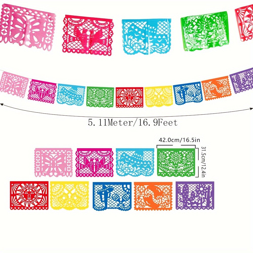 colorful papel picado banner mexican celebrations 18 feet
