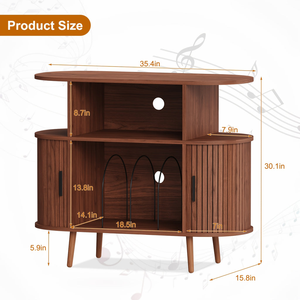 century modern record player stand storage vinyl record