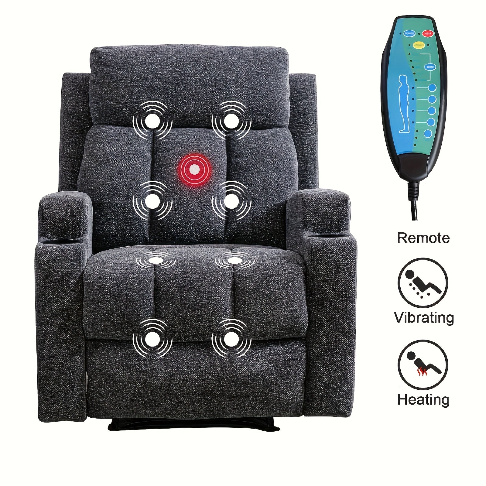 manual recliner chair massage heat ergonomic
