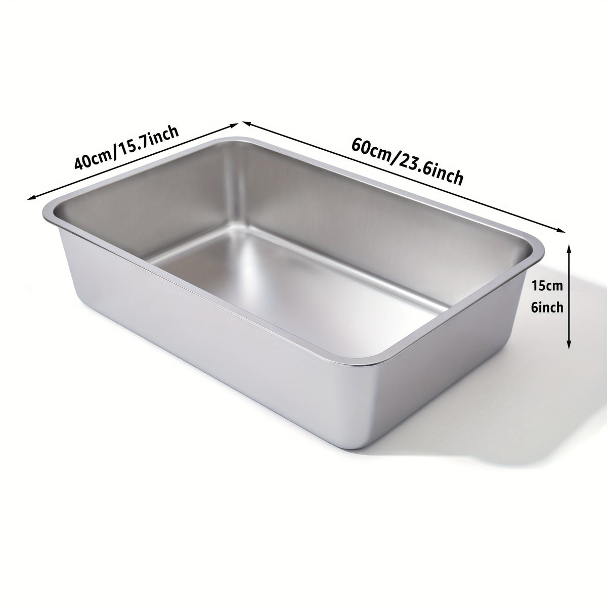 2pcs stainless steel cat litter box 6 deep stainless steel