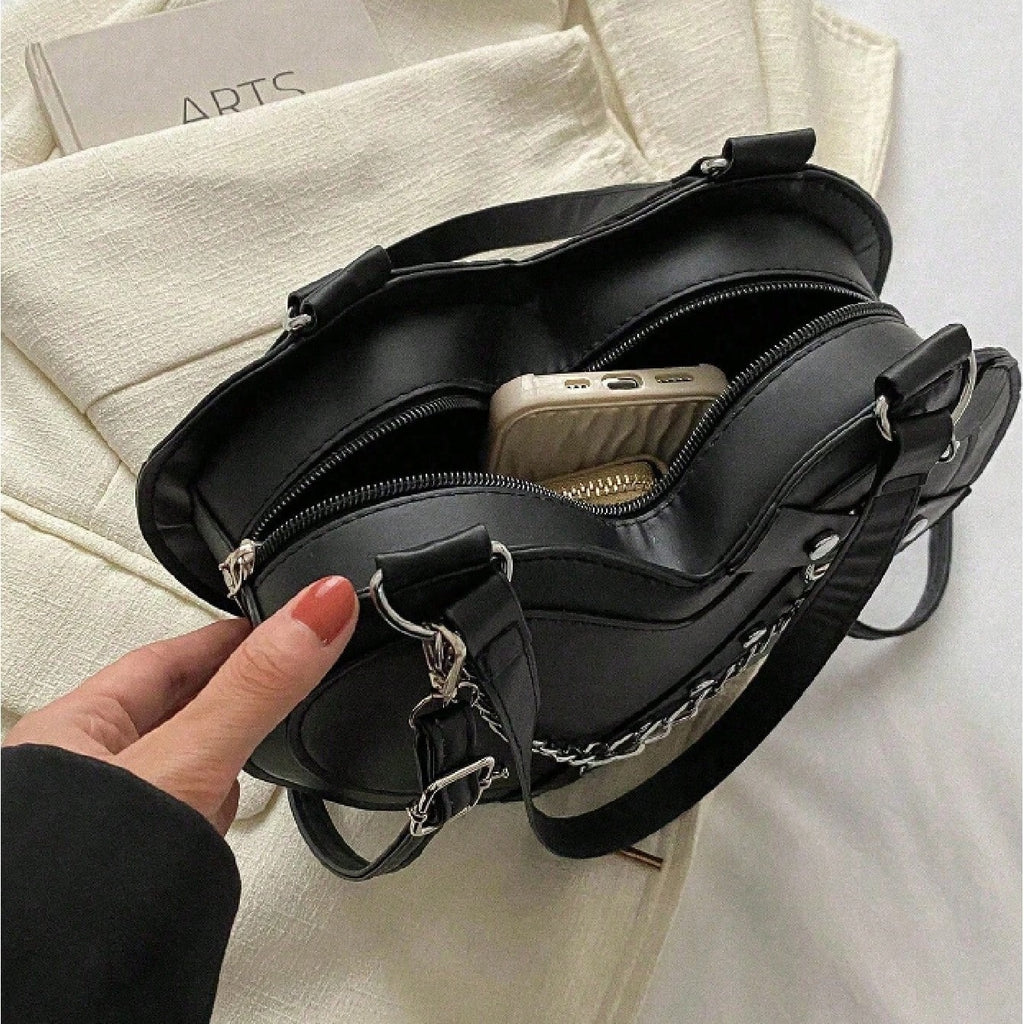 women gothic y2k punk   shaped shoulder bag rivet