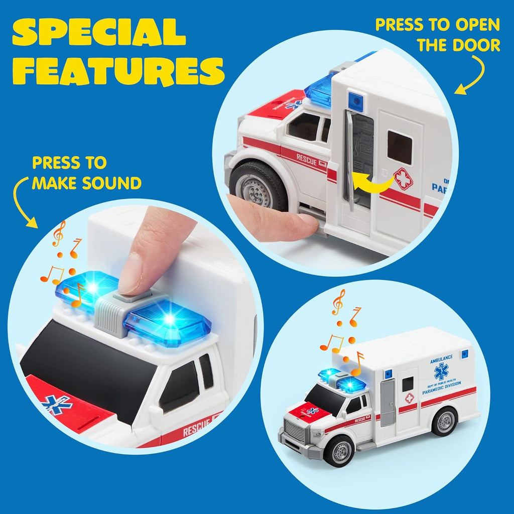 4 pack emergency vehicle truck toys kids age 3 friction