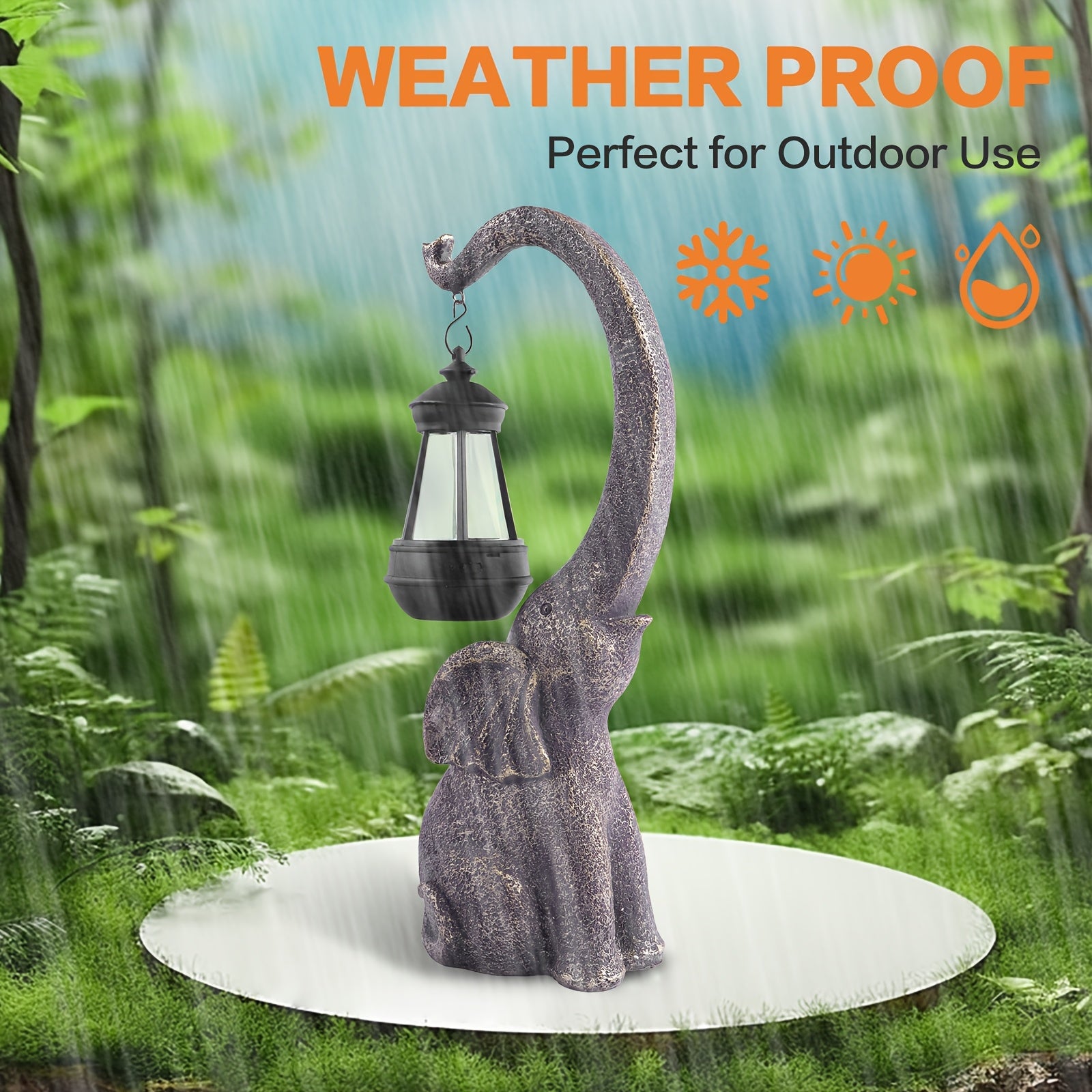 1 2pcs solar elephant statue outdoor garden crafts elephant