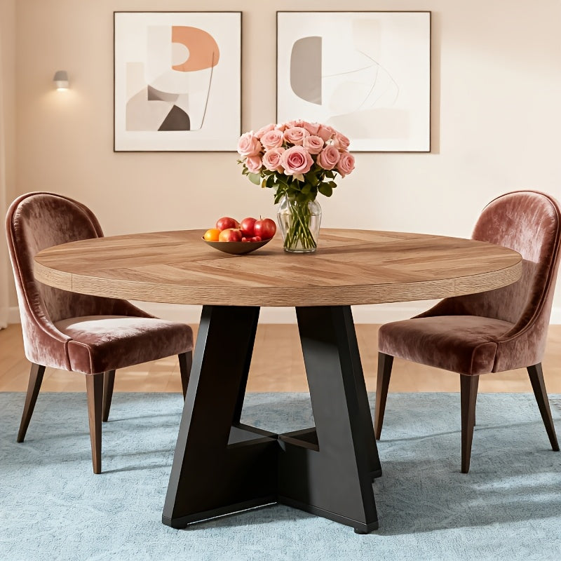47 inch farmhouse dining table rustic round dinner table 4