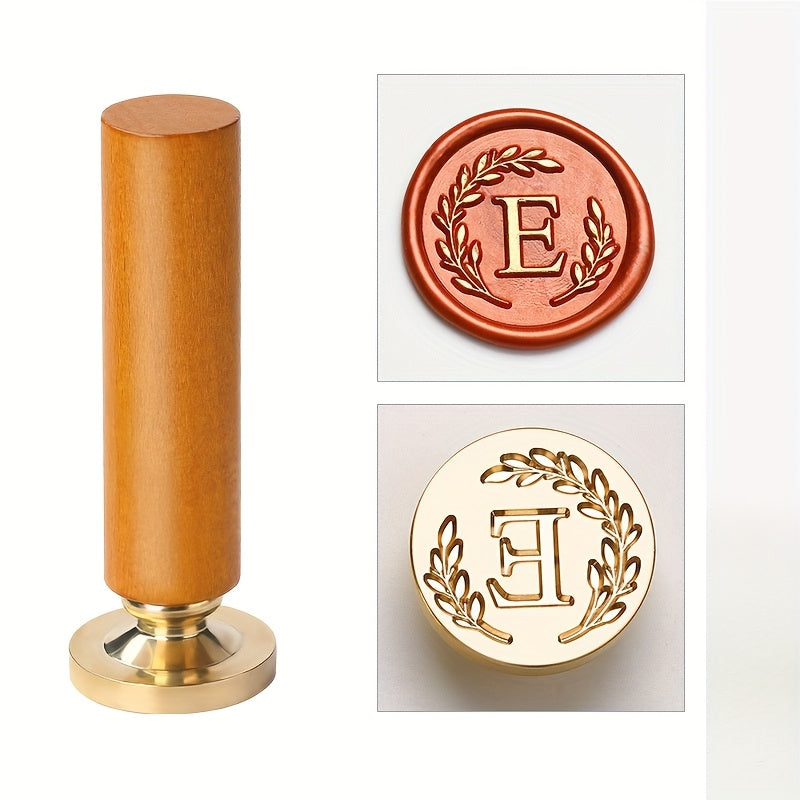 1 set retro letter wax sealing set yellow wooden handle wax