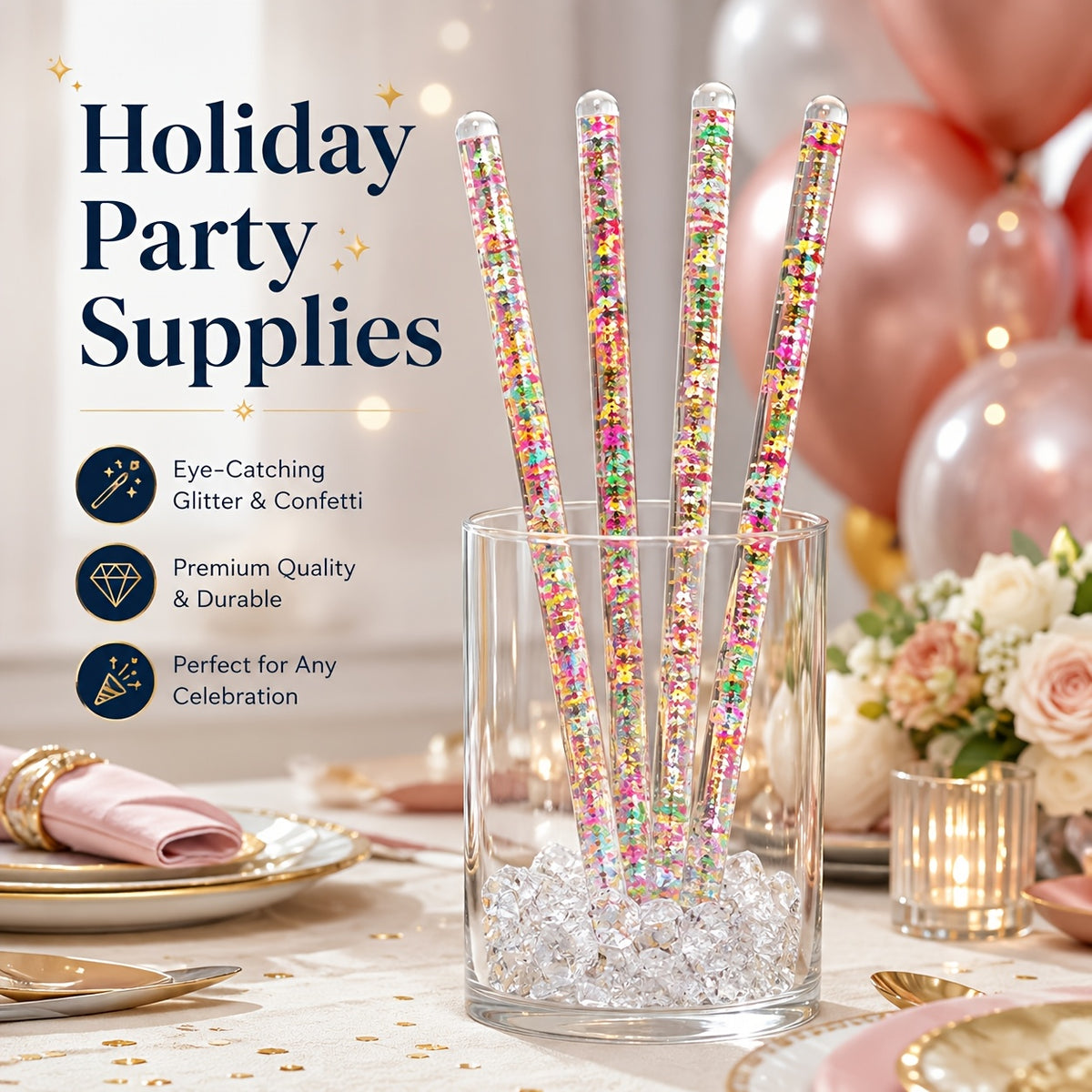 party supplies centerpieces 4pcs glitter wands sticks 30cm