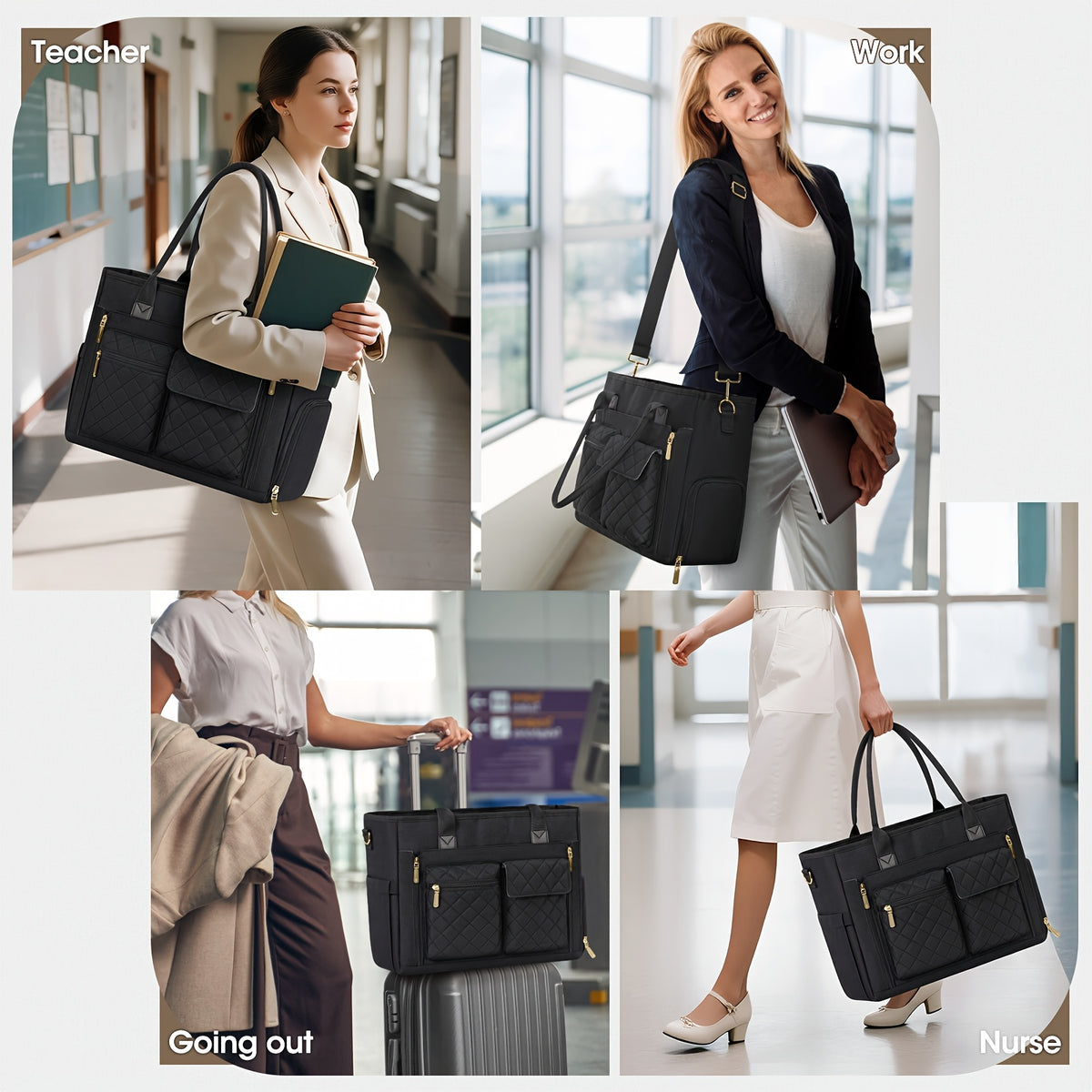 teacher tote bag insulated lunch compartment 15 6