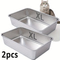 2pcs stainless steel cat litter box 6 deep stainless steel