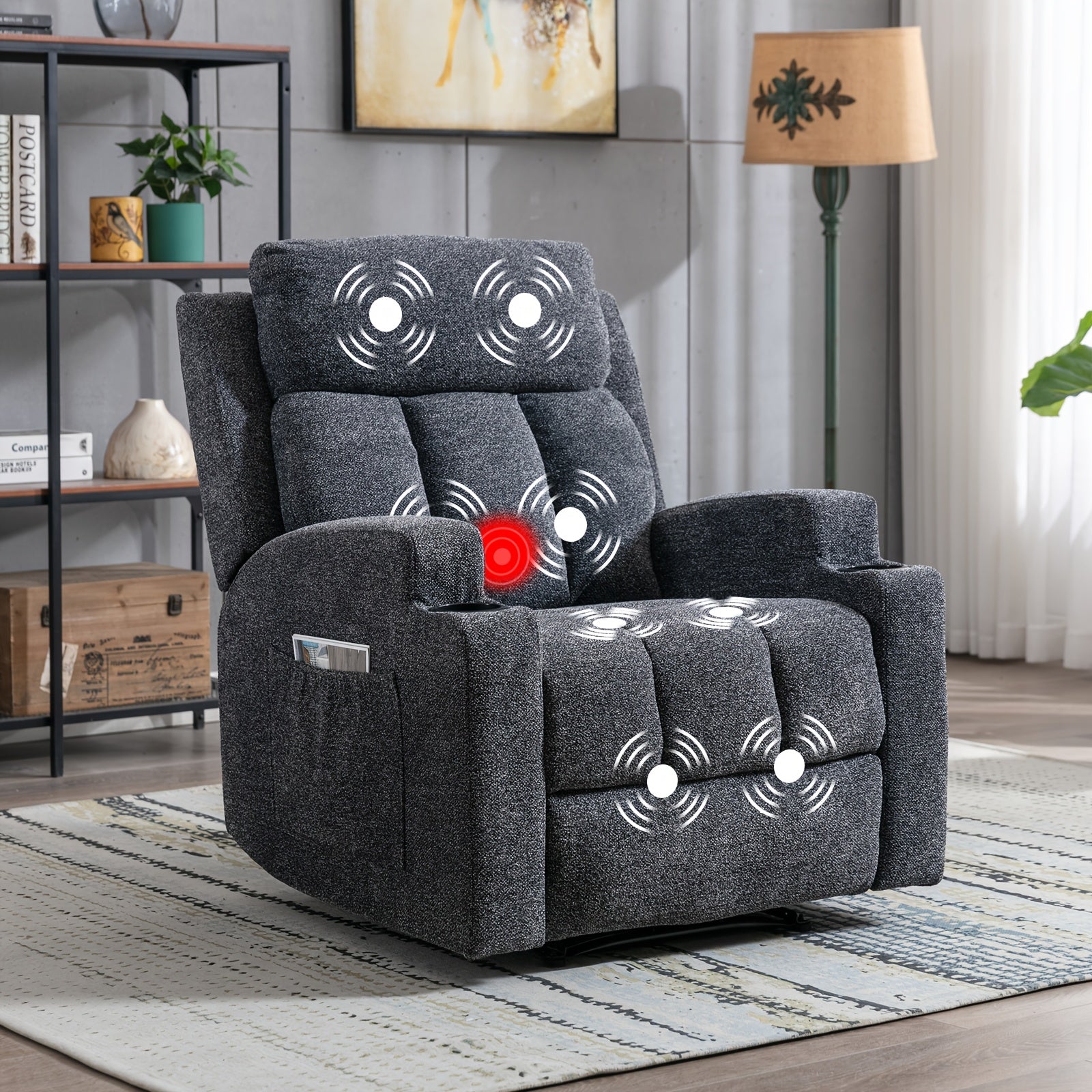 manual recliner chair massage heat ergonomic