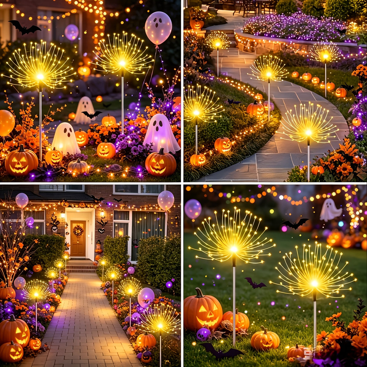 8 pack 420led solar outdoor fireworks light ip65 waterproof