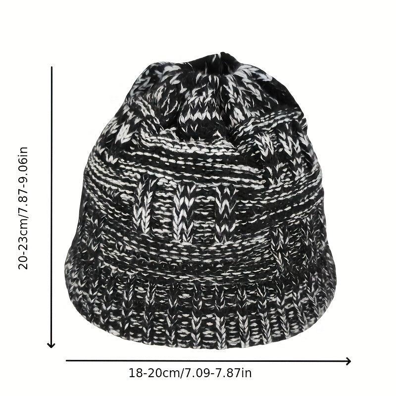 womens ponytail hat stretchy warm ponytail beanie black hat
