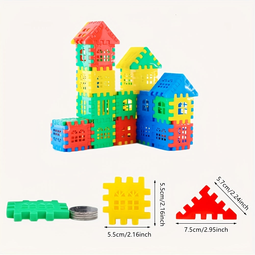 98pcs colorful large house building block set window design