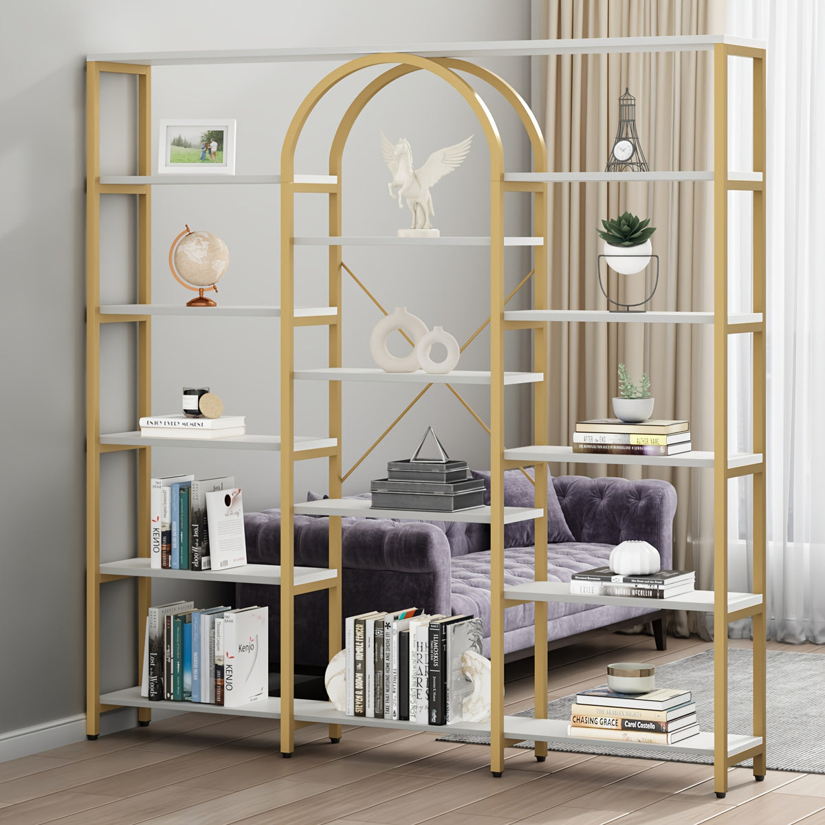 triple   tier large open bookshelf tall storage display