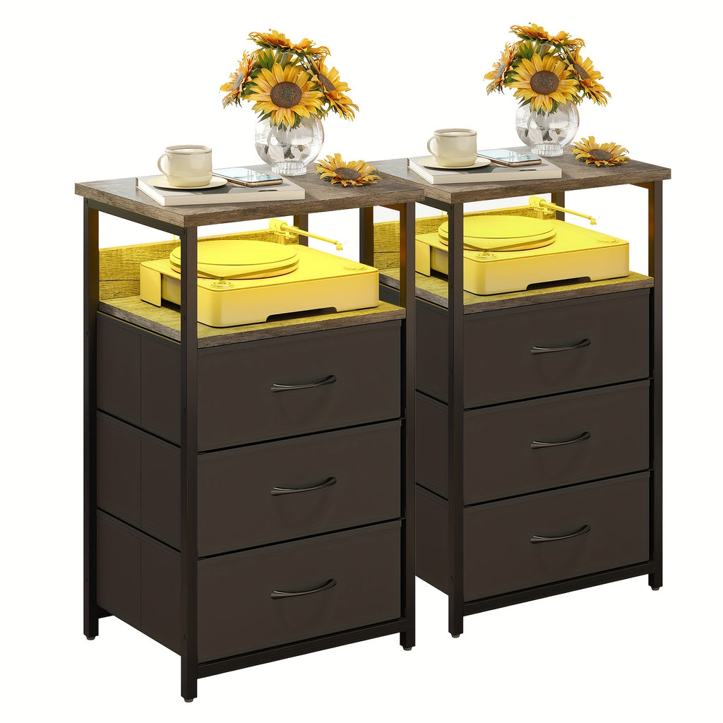 1 2pcs night stand display stand 1 2 3 4 drawers led