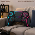 neon gaming controller shaped throw pillow