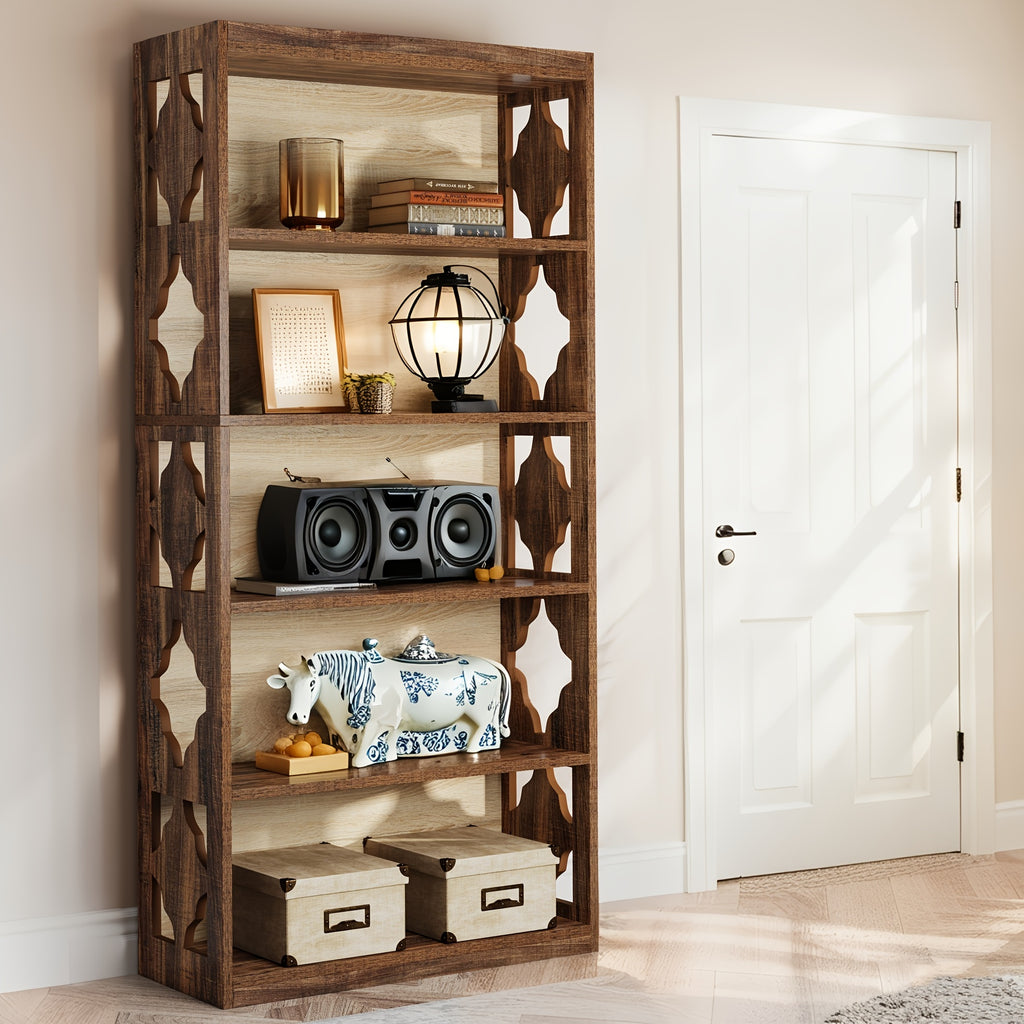 5 tier tall bookshelf bookcase large wooden shelf 11 81 d x