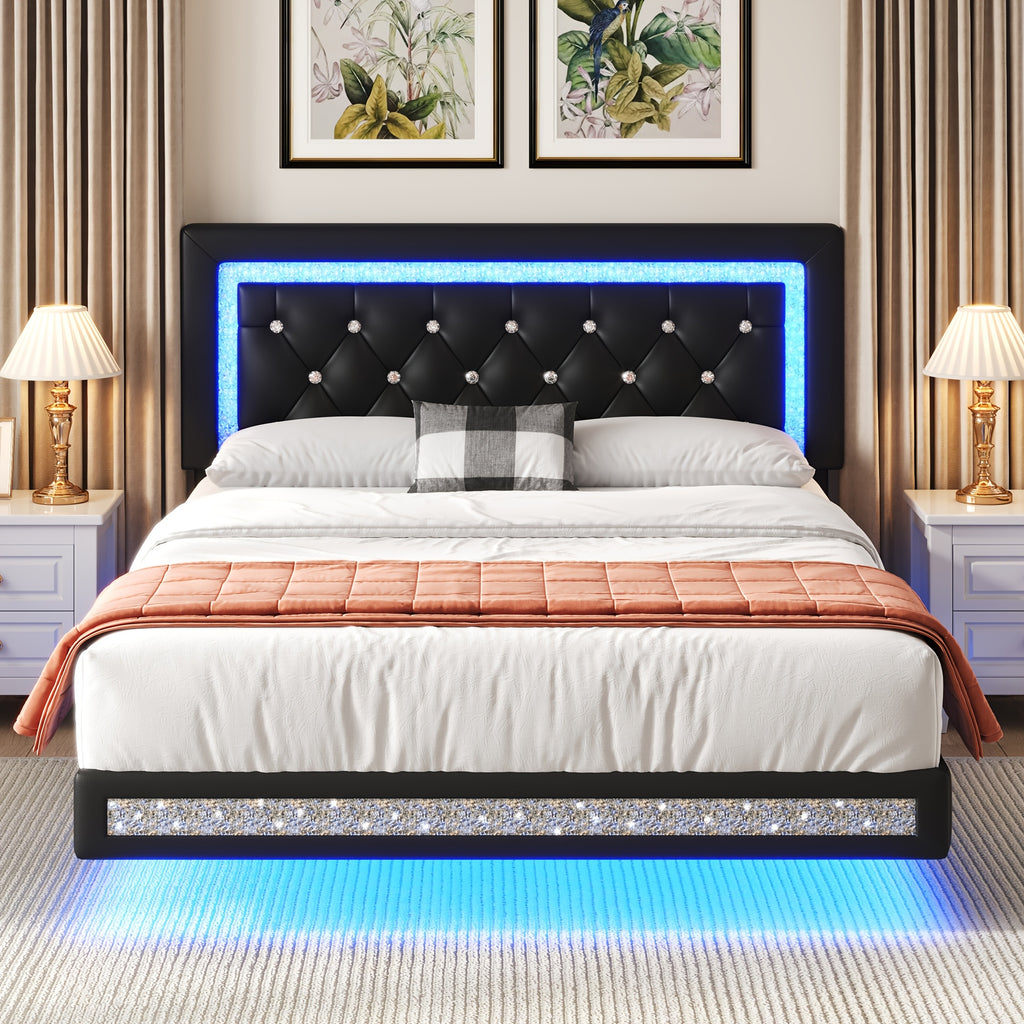 mraeer diamond quilted velvet silent full queen bed frame
