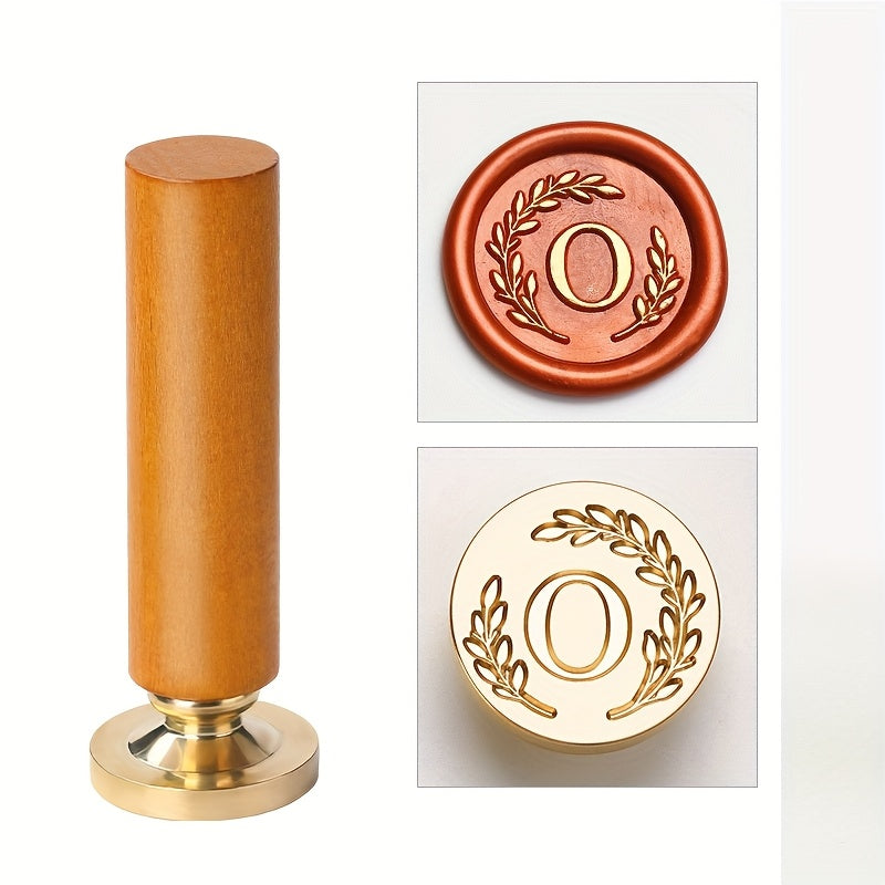 1 set retro letter wax sealing set yellow wooden handle wax