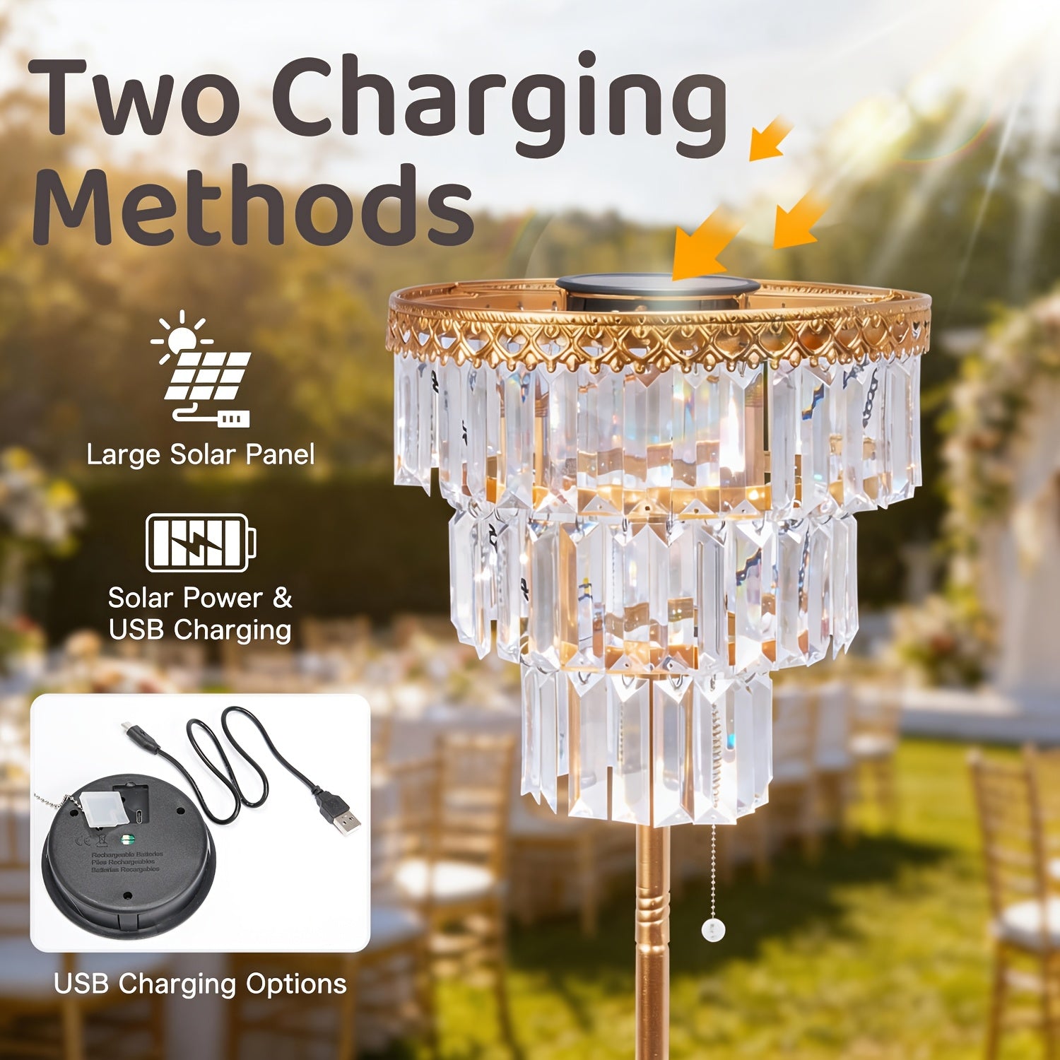 solar outdoor floor lamp 4ft crystal   waterproof
