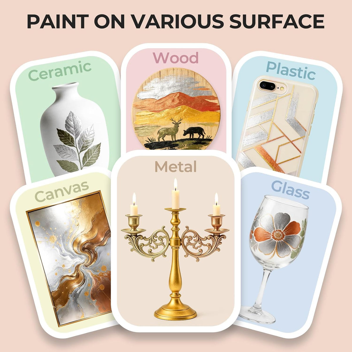 12 colors metallic acrylic paint 1oz 30ml non toxic non