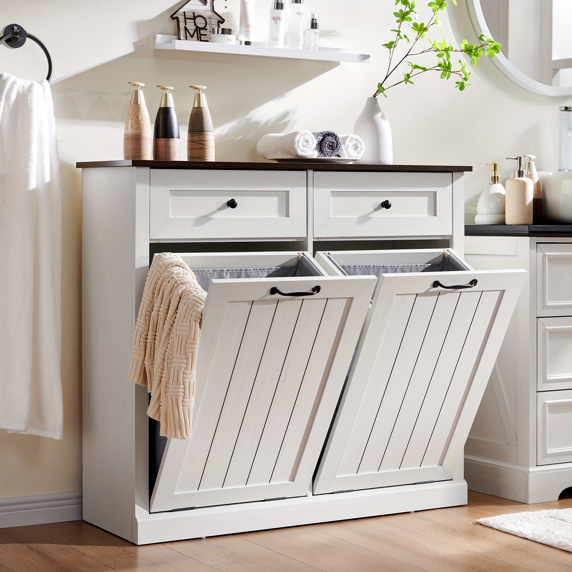 single double tilt trash cabinet drawer hidden wooden