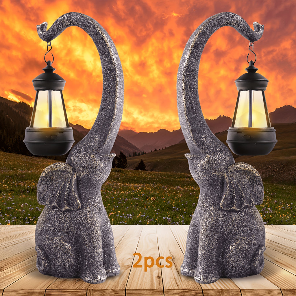1 2pcs solar elephant statue outdoor garden crafts elephant