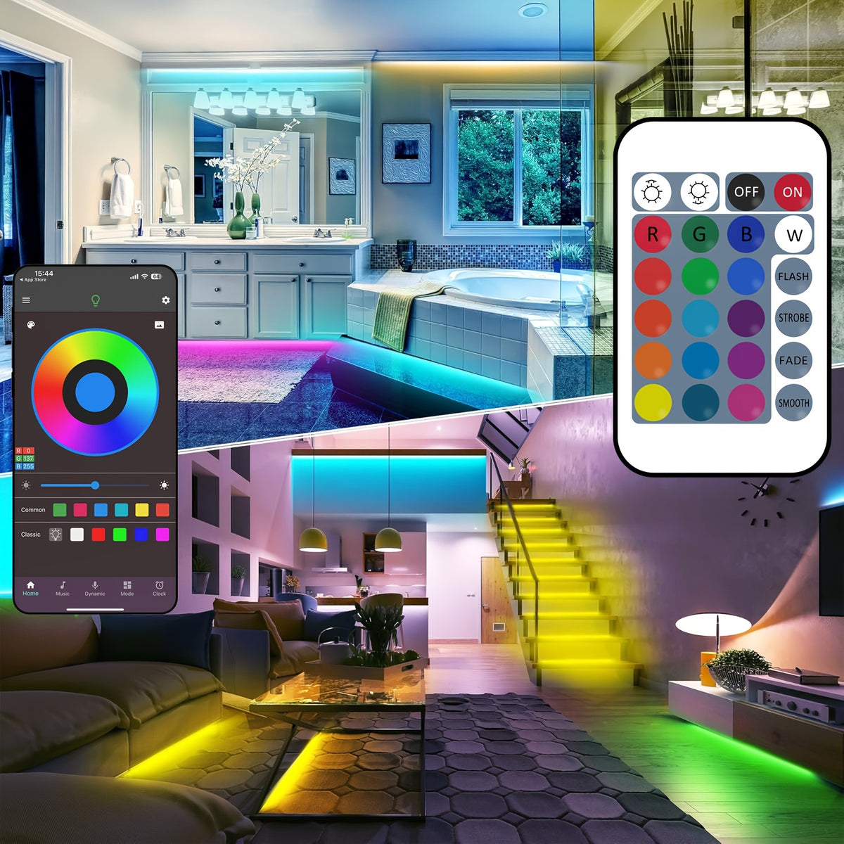 lqhzmyy smart bedroom led light strip   control